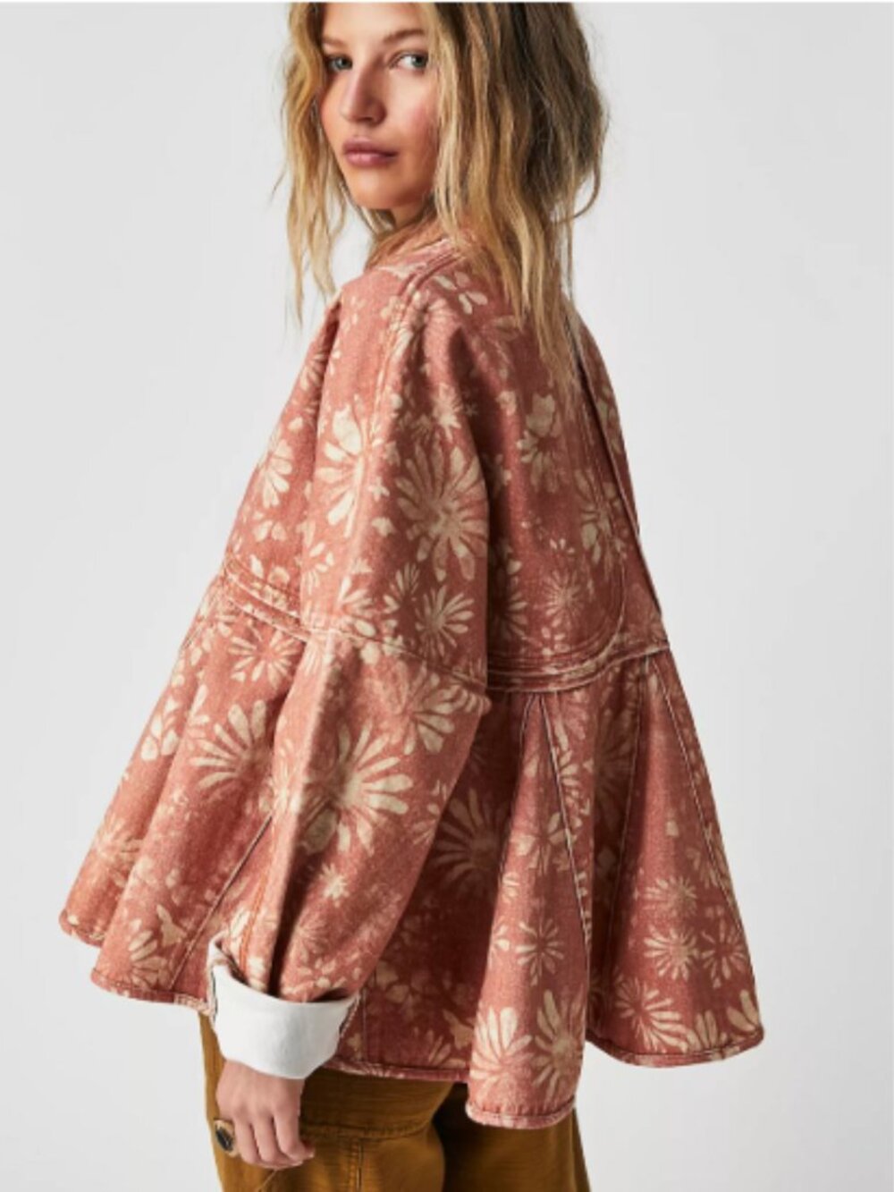 NWT Free People Lua Bed Jacket Top Oversized Floral Print Cotton Slouchy S - Picture 2 of 9